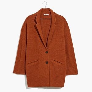 Madewell Burnt Orange Textured Sweater Blazer